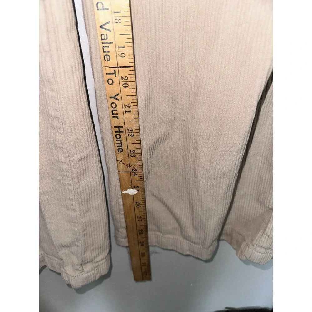 Bershka High‎ Rise Beige Cream Corduroy Wide Leg Pants Size 2 EUC